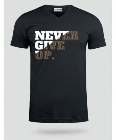 Never Give Up T-shirt Scollo V