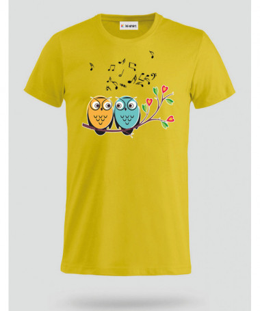 Cute owls and music T-shirt Basic Uomo