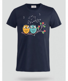 Cute owls and music T-shirt Basic Uomo