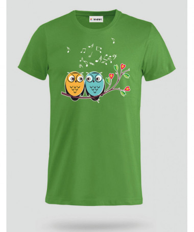 Cute owls and music T-shirt Basic Uomo