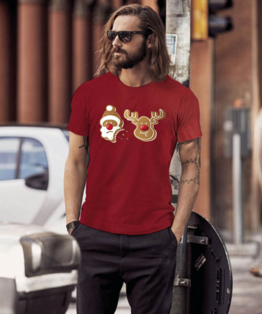 Biscotti Babbo Natale e Renna T-shirt Basic Uomo