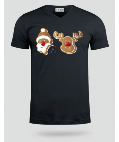 Biscotti Babbo Natale e Renna T-shirt Scollo V